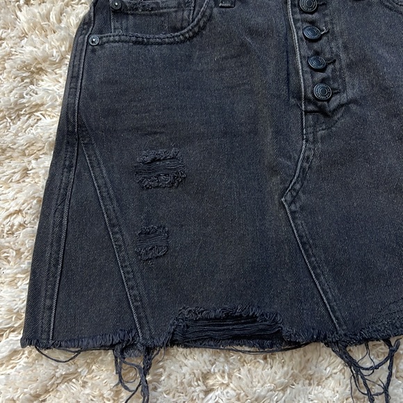 free people We The Free Black Distressed Rainn Button Down Jean Skirt - Picture 5 of 10